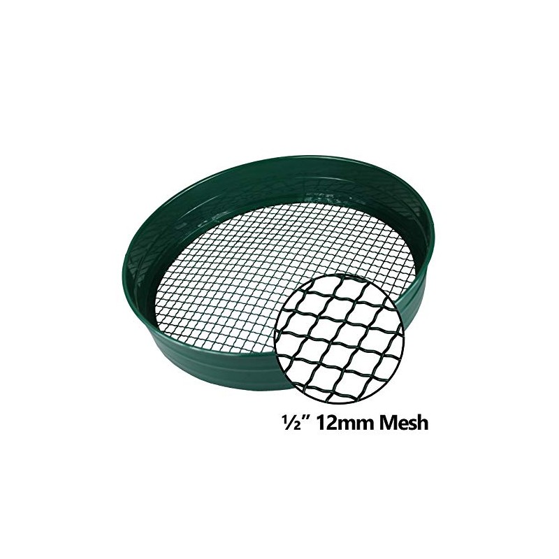 simpaoutdoor Steel Garden Riddle Sieve 1/2" 12mm Mesh 70mm Deep