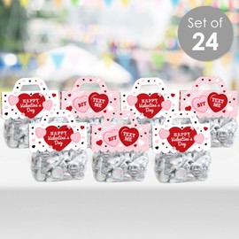 Big Dot of Happiness Conversation Hearts - DIY Valentine’s Day Party Clear Goodie Favor Bag Labels - Candy Bags with Toppers - Set of 24