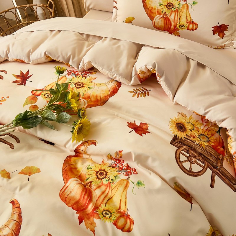 Cottolester Twin Size Comforter Thanksgiving Comforters for Boys&Girls