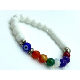 LuckyEye Natural multi-color Stretch Evil Eye Bracelet #2296