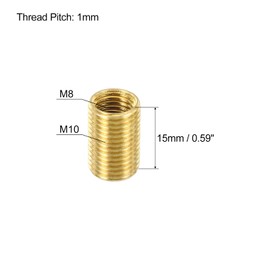 PATIKIL M10 to M8 Fine Thread Adapter Reducer Thread Reducing Nuts Insert, 10 Pack 15mm Threaded Hollow Tube Adapter Brass Coupler Connector Pipe Fitting