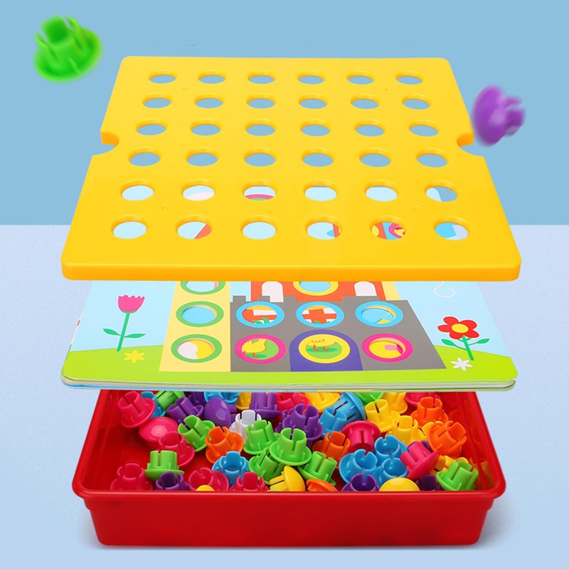 JurciCat Child Mosaic Plug-In Game with 46 Large Beads and