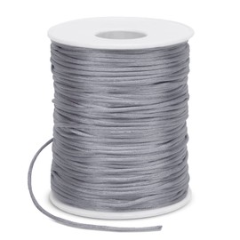 LEREATI Nylon Cord 1.5 mm x 100 m Bead Cord Nylon Thread Jewellery Ribbon Satin Cord for Bracelets Nylon Cord for Bracelets Bead Threading, Chinese Knot Art, Rattail (Grey)