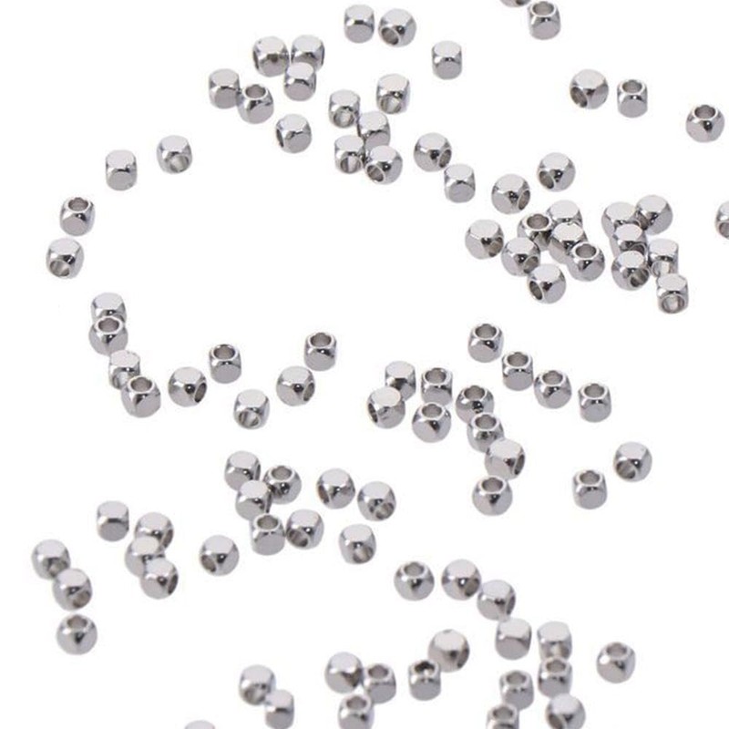 100pcs 3mm Silver Stainless Steel Cube Beads Loose Spacer Beads