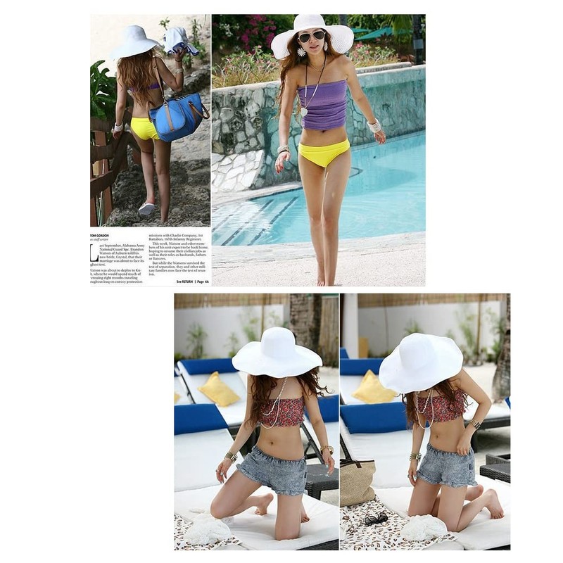 VASANA Women Wide Brim Sun Hat Beautiful Solid Color Beach