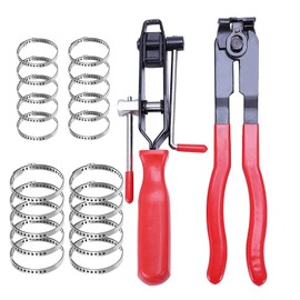 24Pcs CV Joint Boot Clamp Pliers, Cv Axle Removal Tool CV Boot Clamp Pliers Set, Hose Band Axle Pliers Car Banding Tool Kit(2Pcs Clamp Pliers + 10 Pairs Adjustable CV Boot Clamps+2 Gloves) Red