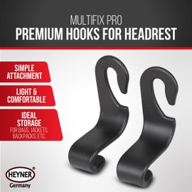 HEYNER® Headrest Hook Car Rear Seat Hook Universal Set of 2 Backrest Hooks for Bag Jacket Bag Hanger Food H5118802