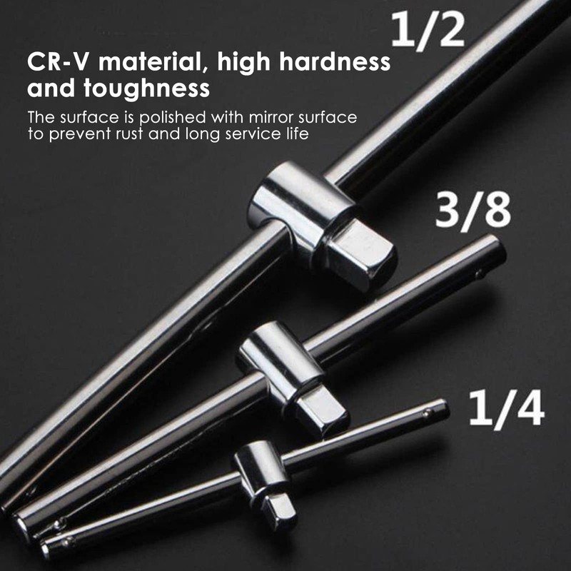 T Handle Sliding Bar, 1/4" 3/8" 1/2" Drive Sliding Wrench