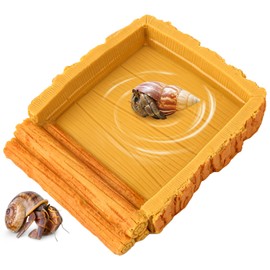 U0U Hermit Crab Water Bowl,Hermit Crab Water Tank with Climbing Ramp,Hermit Crab Habitat Hermit Crab Tank Accessories for Small to Medium Hermit Crab (Yellow, 5.31 x 4.13 x 0.86inch)