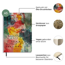 Matabooks, Sustainable and Vegan Notebooks A5 Made of Grass Paper, Jana, 138 Pages, Natural, Handmade, Made in Germany (Vivid Splash)