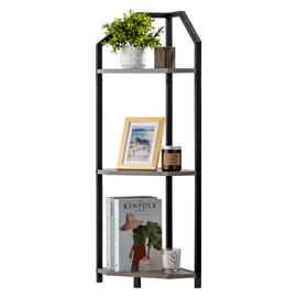 Fun Memories 3 Tier Corner Shelf, 40” Corner Shelf Stand, Corner Bookshelf Plant Stand, Storage Shelf for Bathroom, Living Room, Kitchen,Grey Home Office, Grey