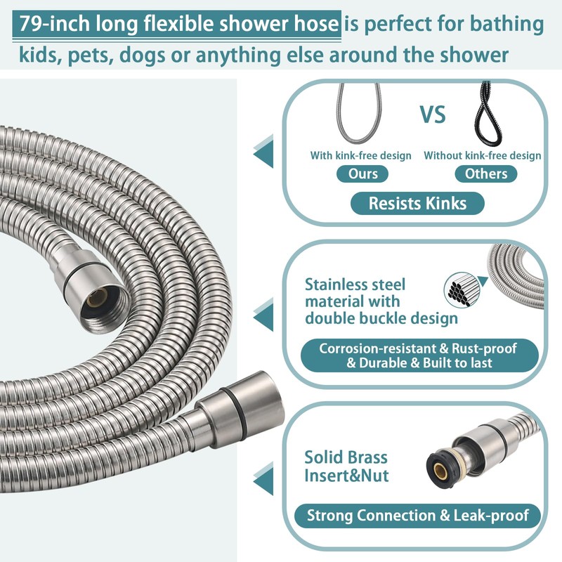 LOCALAND Hand Shower with Slide Bar, High Pressure 10 Setting