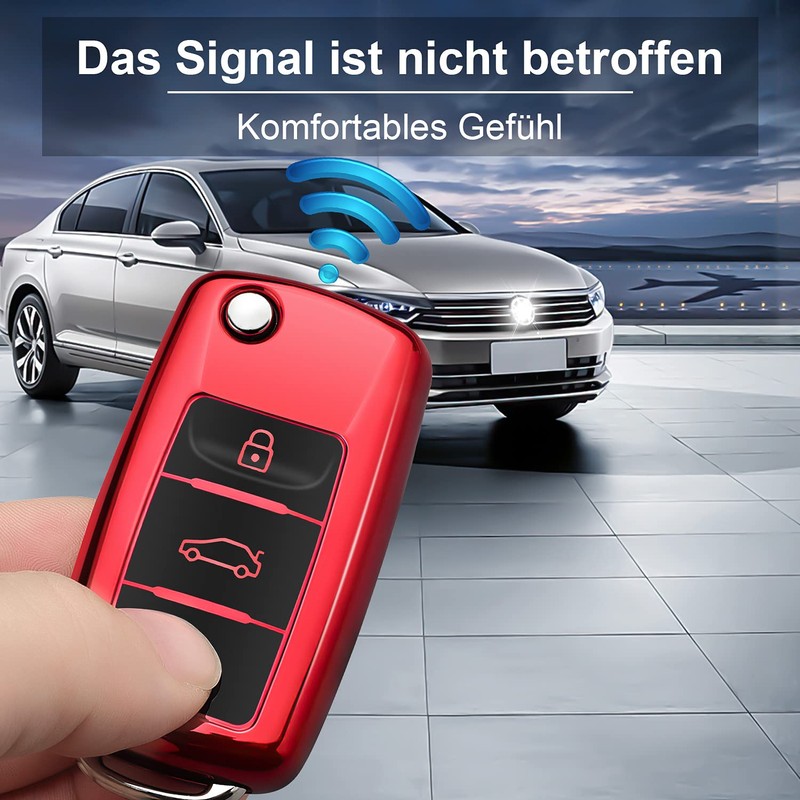 QBUC Car Key Case for VW, TPU Dustproof Key Box,