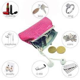 i-Sure 4 Packs Sequin Coin Purse with Clasp Kisslock Change Pouch Small Coin Wallet Gift for Women Girls 3.5" L X 2.8" H