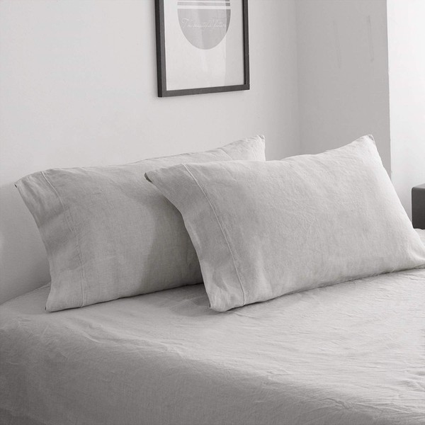 King Linens 100% French Linen Pillowcases Pack of 2 with