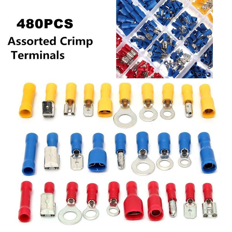 EL-SKY Wire Terminal Crimp Connectors, 480 Pcs 12-Size Assorted Mixed