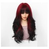 Rojo Vino Pelucas Mujer Dama Larga Ondulada Cabello Natural