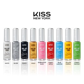 KISS NEW YORK Nail Art Liner, Fast-Drying, Slow Drip, Low Odor, Fine Tip Bristles for Precise Lines, Salon Results at Home for Professional Nail Art (Blue Lagoon)