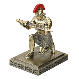 CYXStar Roman Praetorian Warrior Knight Pen Holder Desk Ornament Resin Pencil Holder Desk Accessories and Organizer For Office with a Letter Opener (Bronze)