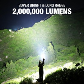 Rechargeable Spotlight, 2000000 Lumens Super Bright Spotlight, LED Handheld Spotlight Flashlight with 3 Color Lenses & Foldable Stand, Long Lasting Spot Light for Camping, Boating Outdoor