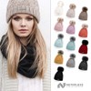 Neverless® lined women's knitted hat with fur bobble and fleece
