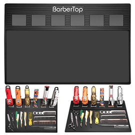 Magnetic Barber Mat with 6 Magnets - 19.3"x12.6" Non-Slip Tool Organizer for Clippers, Station Table Pad | Barber Mats for Grooming, Salon & Home Use