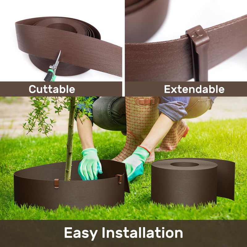AGTEK 78FT Plastic Landscape Edging Coil Kit, 4 inch High