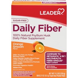 Leader Psyllium Husk Powder Supplement 4-in-1 Fiber for Digestive Health, Plant Based 100% Natural Psyllium Husk Daily Fiber, Sugar Free, Gluten Free, Non-GMO (10 OZ)