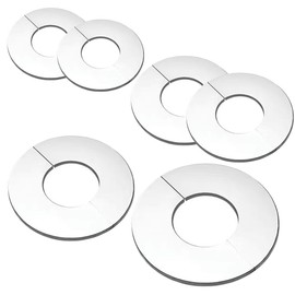 Hayaww 6 x stainless steel rosettes, pipe collar, stainless steel rosette cover, cover rosettes, stainless steel valve hole cover, pipe covers, 4 sizes, 25 mm (2) / 28 mm (2) / 35 mm (1) / 53 mm (1)
