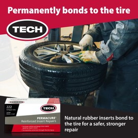 TECH Permacure Inserts – Reinforced Natural Rubber Compatible with Vulcanizing Fluid, Tubeless Sealant, Flat Repair Kits, 3-3/4" (95mm), Blue (Box of 50) for Emergency Puncture Fixes and Patch Kits