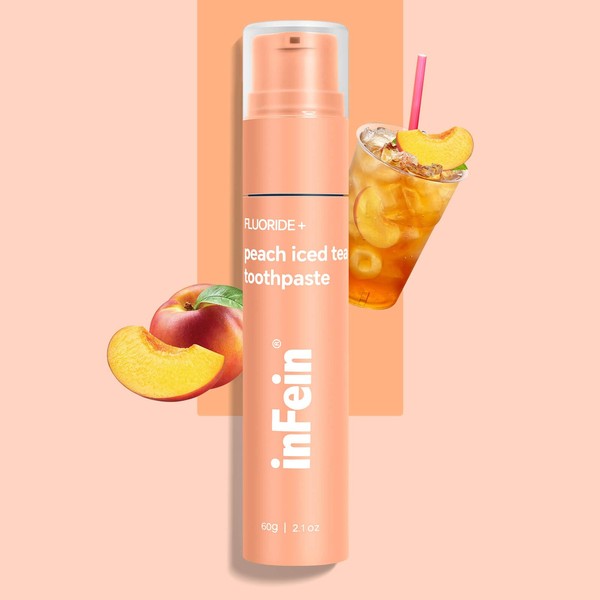 inFein Peach Iced Tea Flavoured Fluoride Toothpaste, Refreshing Flavor for
