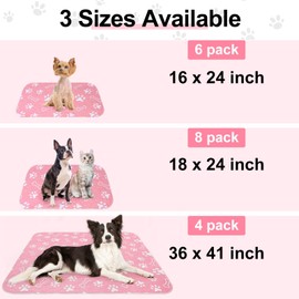 BEAUTYZOO 6 Pack Washable Pee Pads for Dogs, Reusable Puppy Pads for Potty Training, Waterproof Super Absorbent Whelping Pads Mats Non Slip Against Urine for Small Medium Dogs Cats, 16" x 24"