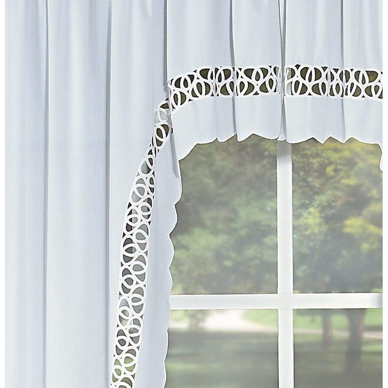 Today's Curtain Hellina Tapework Window Swag, 38-Inch, White