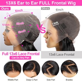 MSGEM Full 13x6 Body Wave HD Lace Front Wigs Human Hair 180 Density 28 inch 13x6 Full Lace Frontal Wig 14A Body Wave Transparent Lace Front Wigs for Women Pre Plucked Bleached Knots Natural Color