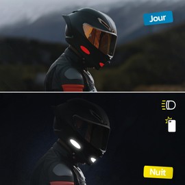 Set of 8 Oval Reflective Motorcycle Helmet Stickers, Stickers, Compatible with All Models, Red