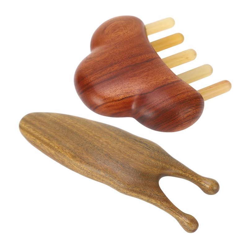 Sandalwood Massage Comb Wide Tooth Scalp Scraping Comb with Nose