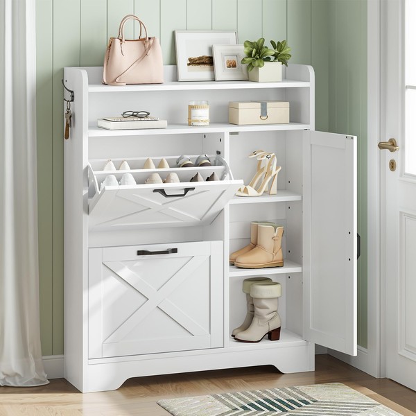 HOOBRO Shoe Cabinet for Entryway, Shoe Organizer Cabinet, Freestanding Shoe