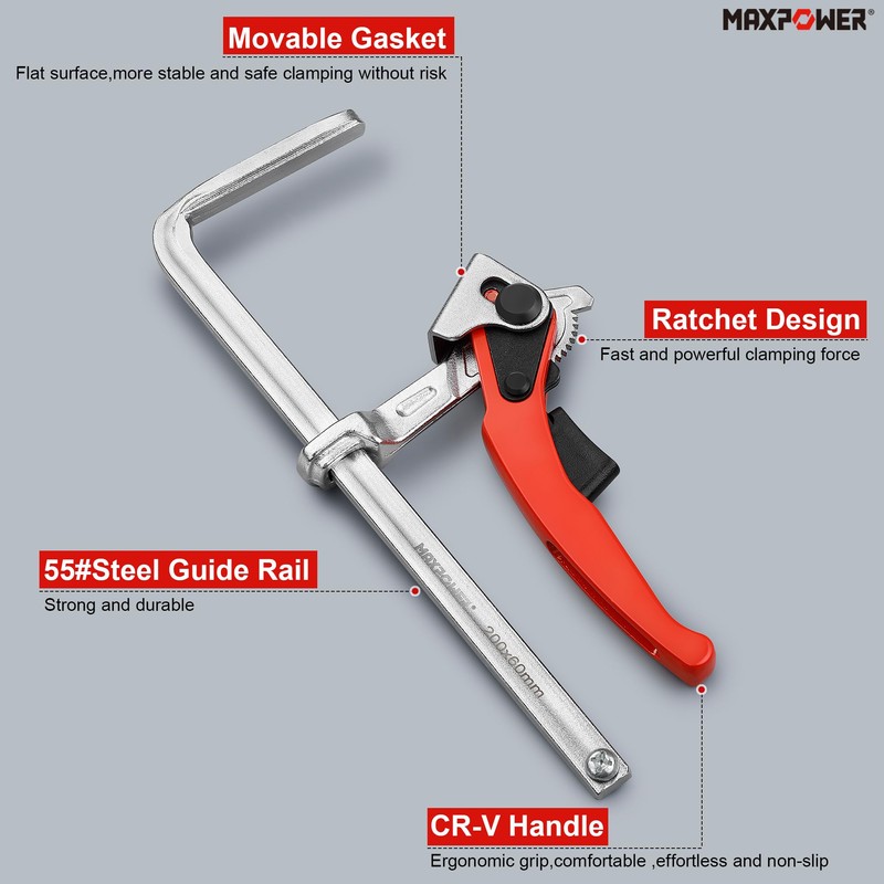 MAXPOWER Ratcheting Table Clamp, Quick Release Clamp For MFT and
