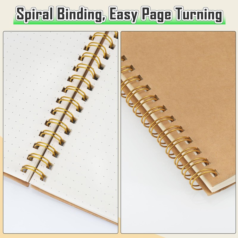 JIANTA Dotted Spiral Binding Notebook A5, 4 Pack Spiral Notepad