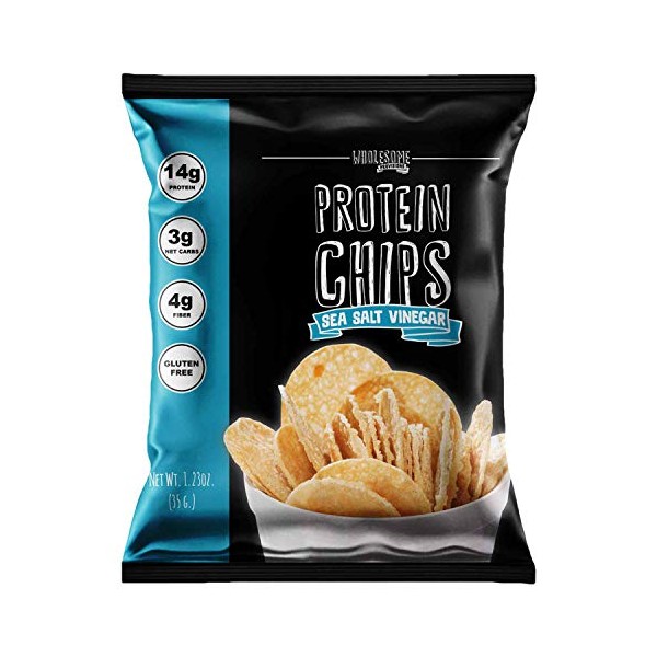 Protein Chips, 14g Protein, 3g-4g Net Carbs, Gluten Free, Keto Snacks, Low Carb Snacks, Protein Crisps, Keto-Friendly, Made in USA (Sea Salt Vinegar, 1 Pack)
