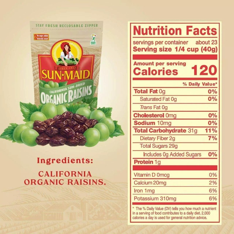 Sun-Maid Organic Raisins, 32 Ounce (2 Count)