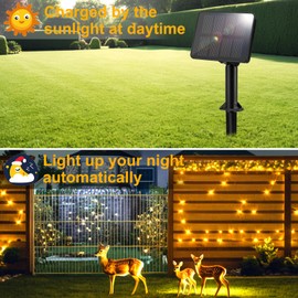 FFZZKJ Solar Fairy Lights Outdoor Garden Lights Waterproof 50LED 5M/16.4Ft Solar Lights for Garden 8 Modes Solar String Lights for Patio/Yard/Tree/Gazebo/Terrace/Party/Wedding-Warm White