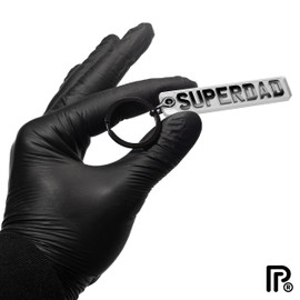 Pixly® Super Dad Licence Plate Keychain, Mini UK Number Plate Keyring, Name Key Chain, Car Registration Key Ring, Gift Reg Fob, for Him, Father's Day, Father