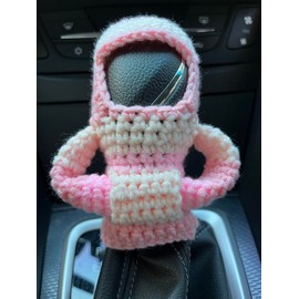 Hosootan Gear Shift Crochet Hoodie Cover,Universal Car Shift Knob Hoodie,Mini Automotive Interior Cute Gadgets,Crochet Car Accessories and Decorations ﻿ (A,Rainbow)