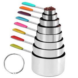Bopei 8Pcs Stainless Steel Measuring Cups Set (8Cups)