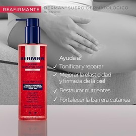 DERMAN Suero Corporal Reafirmante Dermatolgico con Colgeno y Niacinamida para Elasticidad y Firmeza de la Piel, Enriquecido con Vitamina A, Pantenol  