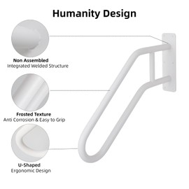 Purife 25 Inch Heavy Duty White Metal Stair Railing Outdoor - Garage, Porch, Garden Steps Rails, U-Shaped Powder Coated Hand Rails for Seniors, Indoor Staircase Handrail