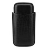 Crocodile Grain Faux Leather 3 Tube Cigar Travel Case Holder