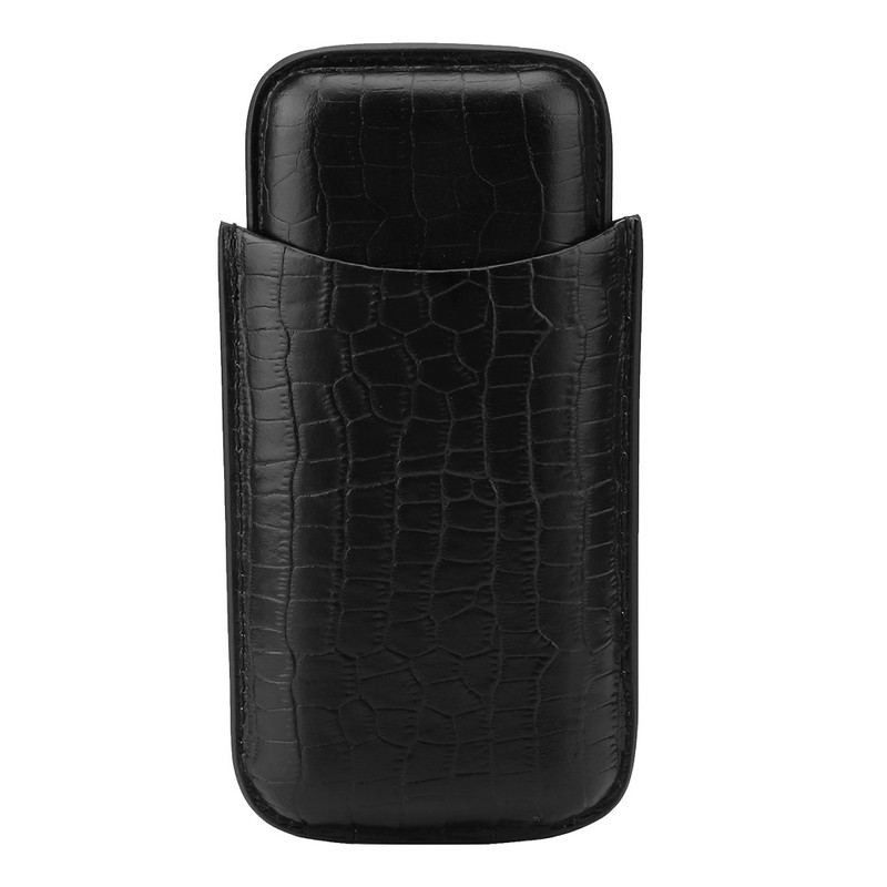 Crocodile Grain Faux Leather 3 Tube Cigar Travel Case Holder