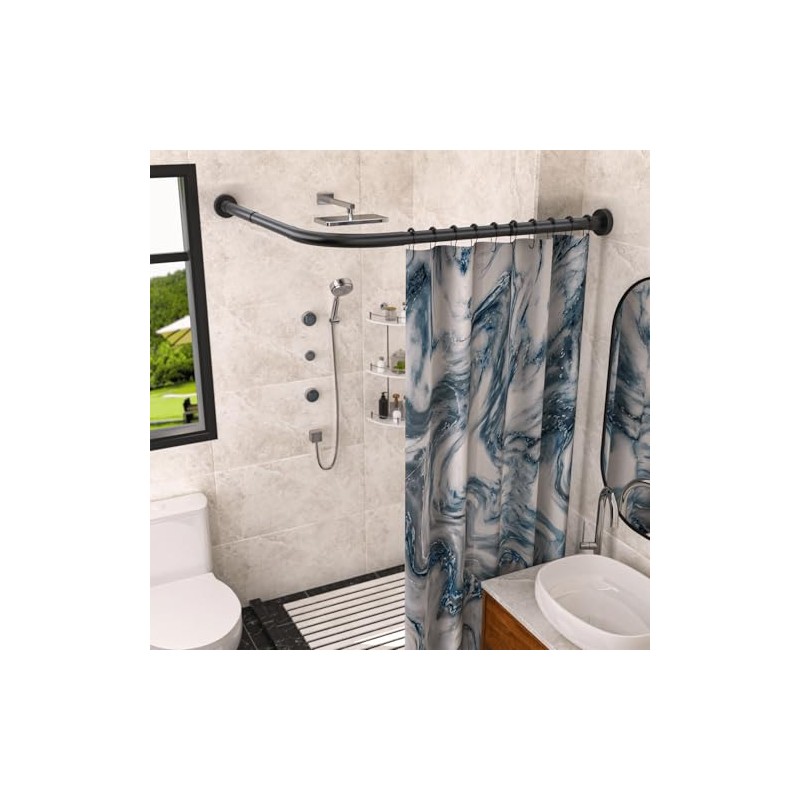 SIKAIQI Stretchable 304 Stainless L Shaped Bathroom Bathtub Corner Shower